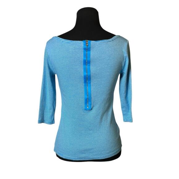 ANN TAYLOR blue white stripes 3/4 sleeves top size SP - Picture 2 of 14